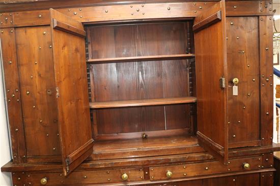 A large Swiss or Austrian chestnut cupboard W.212cm approx.